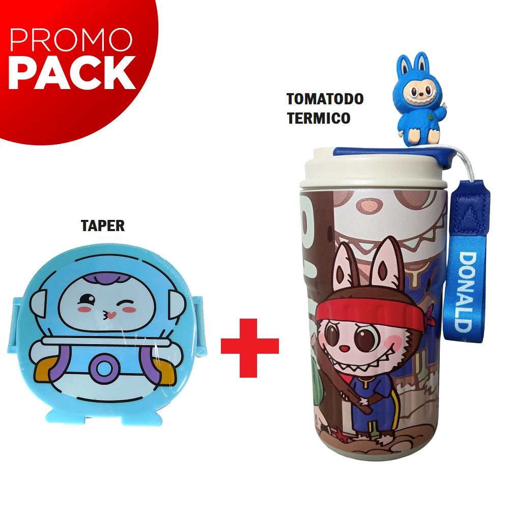 Pack de un tapper y Un tomatodo 500ML Termico Azul